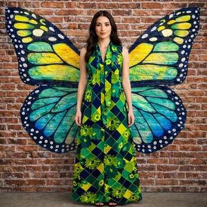 Vintage 60s Kay Winsor Groovy floral Maxi Dress M